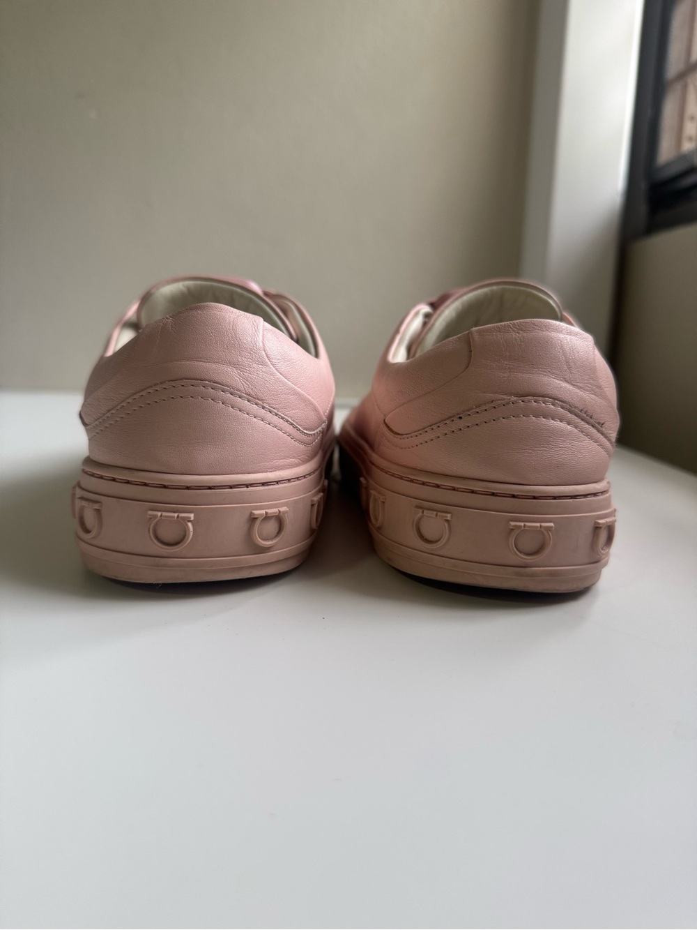Salvatore Ferragamo Blush Pink Leather Sneakers - Gancini - Picture 3 of 14